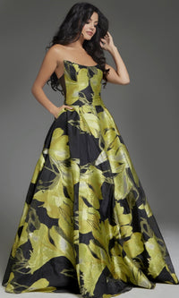 Yellow/Black Jovani Long Formal Dress 42435 - Image