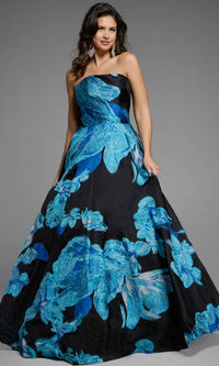 Blue/Black Jovani Long Formal Dress 42436 - Image