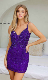 Purple Primavera Short Party Dress 4245