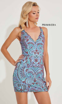 Turquoise Primavera Short Party Dress 4271