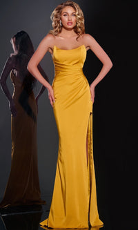 Mustard Jovani Long Formal Dress 42765
