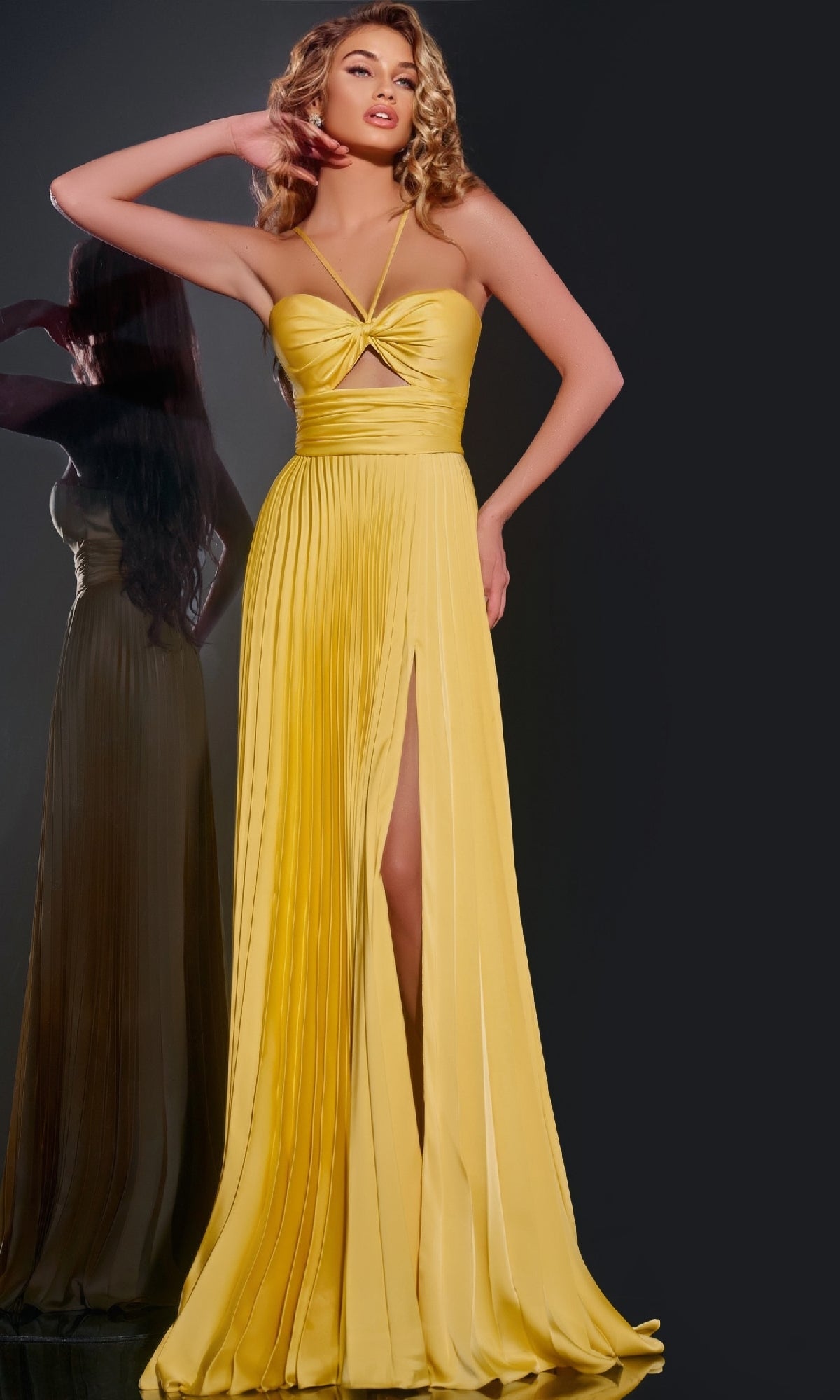 Yellow Jovani Long Formal Dress 42971 - Image