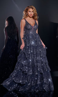 Navy Jovani Long Formal Dress 43198