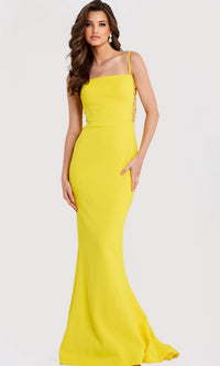 Yellow Jovani Long Formal Dress 43404