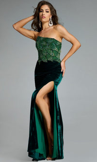 Dark Green Jovani Long Formal Dress 43711 - Image