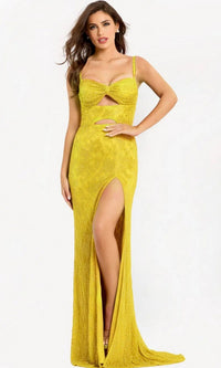 Yellow Jovani Long Formal Dress 43764