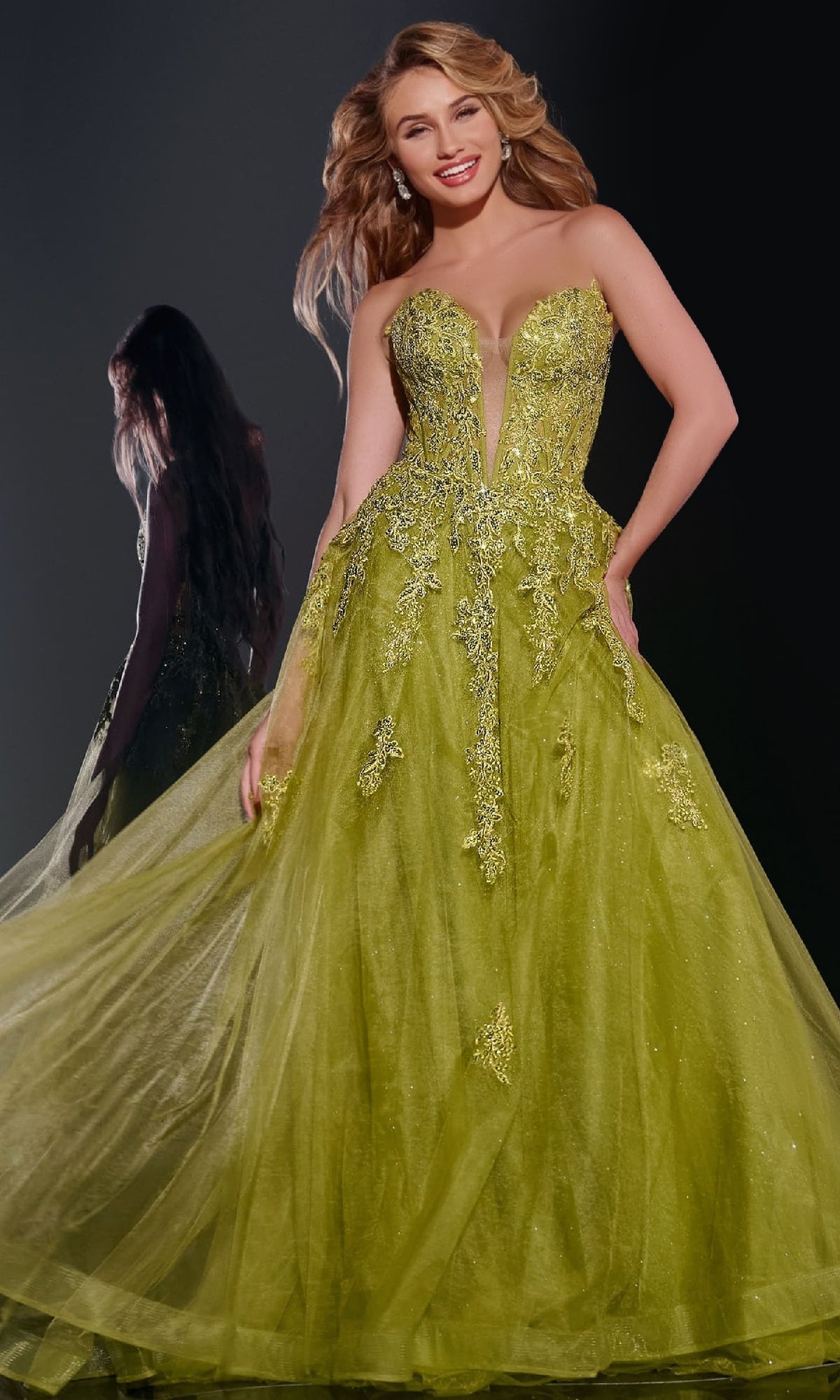 Green Jovani Long Formal Dress 43849