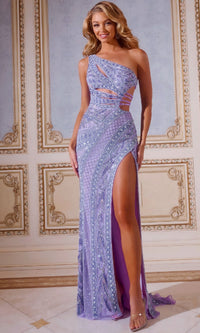 Lilac/Silver Jovani Long Formal Dress 43927 - Image