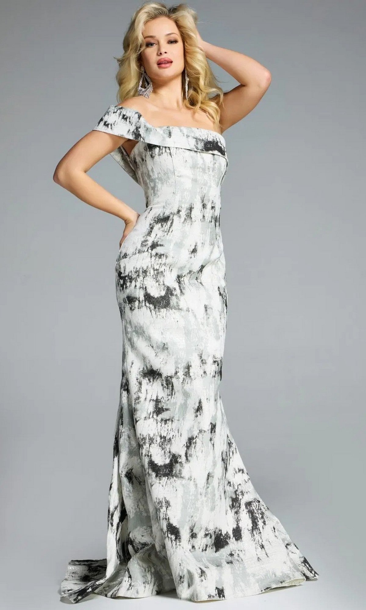 Grey Jovani Long Formal Dress 43977 - Image
