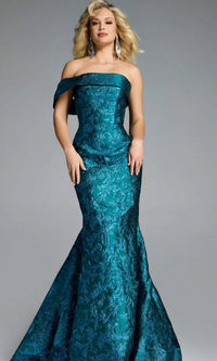 Peacock Jovani Long Formal Dress 43978 - Image