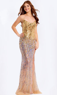 Nude Jovani Long Formal Dress 44131