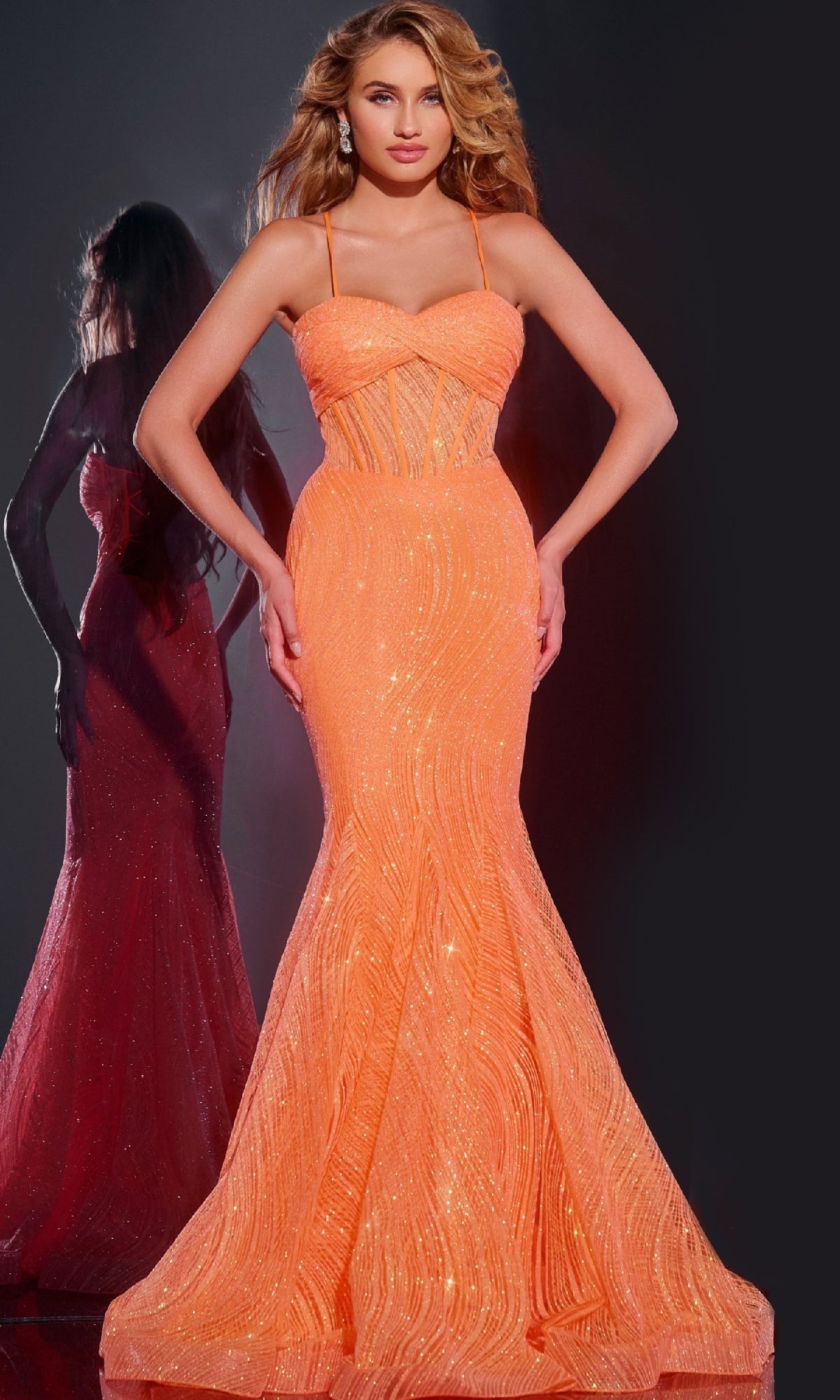 Orange Jovani Long Formal Dress 44208