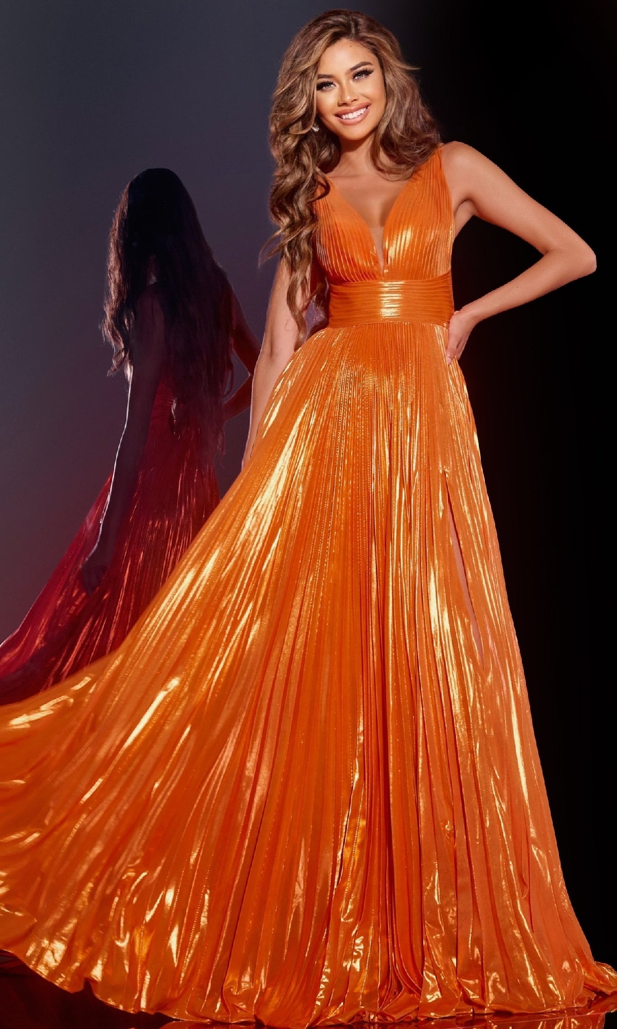 Orange Jovani Long Formal Dress 44230 - Image