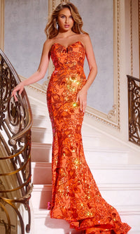 Orange Jovani Long Formal Dress 44340