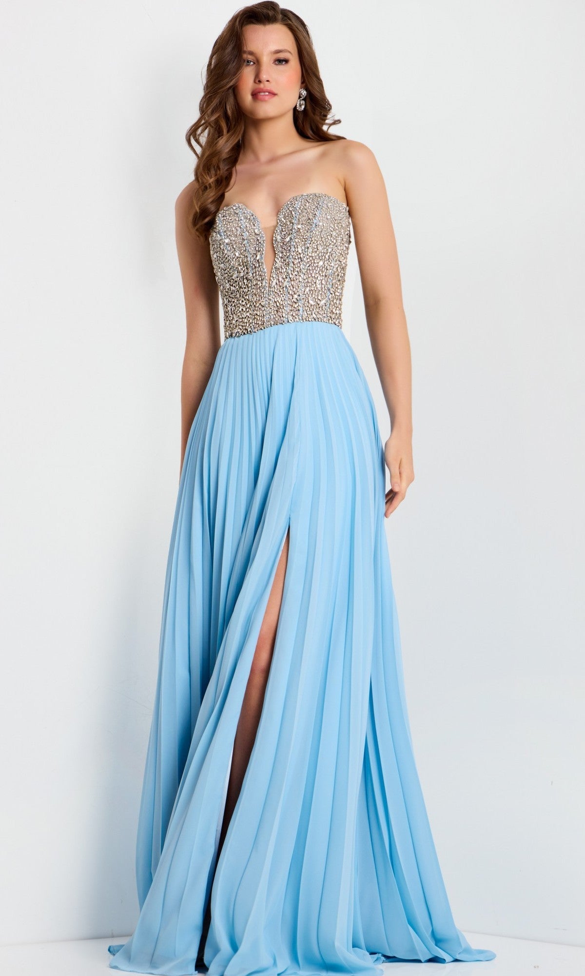Light-Blue Jovani Long Formal Dress 44358 - Image