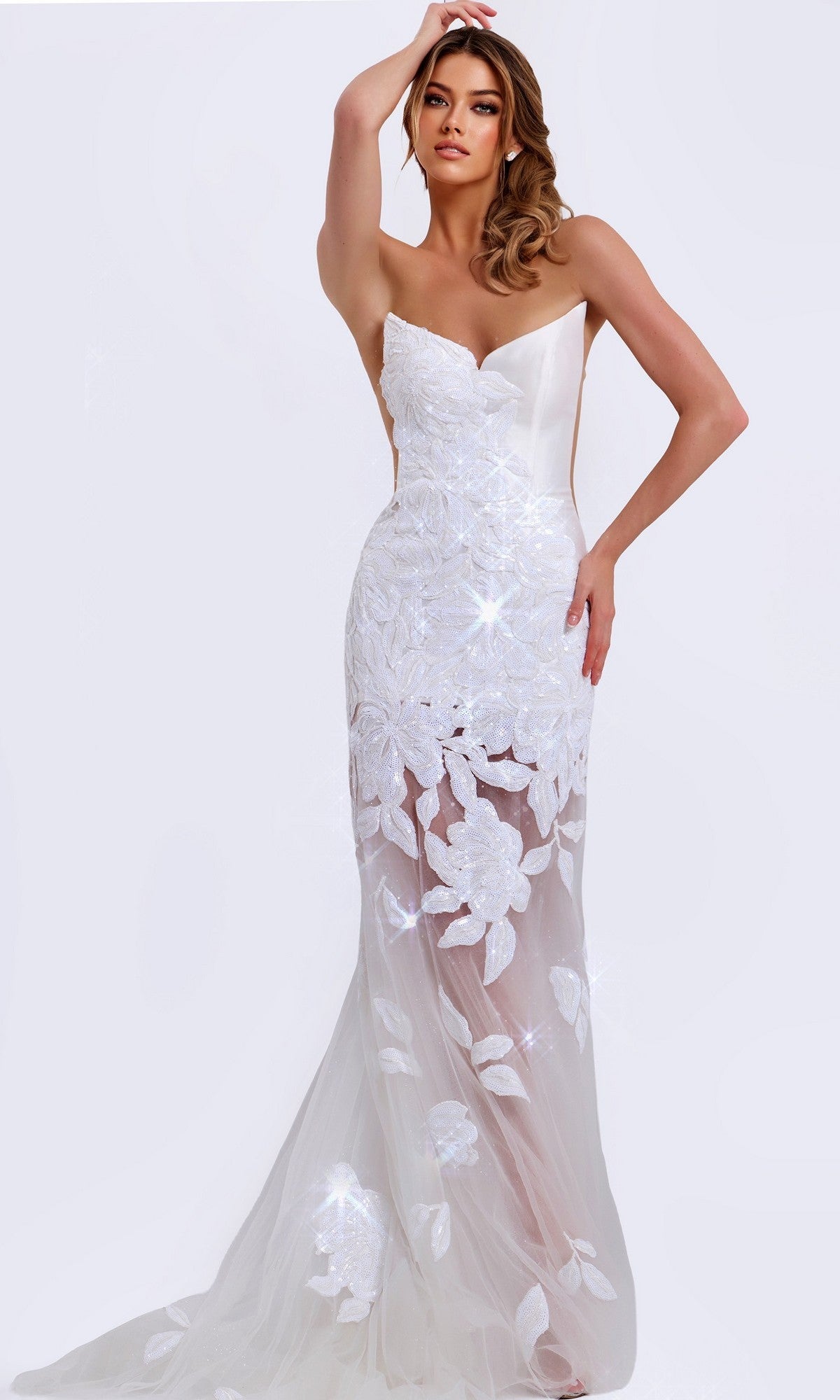 Off White Jovani Long Formal Dress 44437