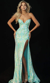 Iridescent/Aqua Jovani Long Formal Dress 44621