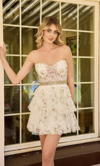 Ivory Primavera Short Party Dress 4463