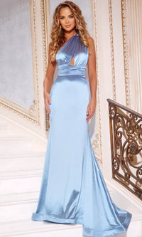 Steel Blue Jovani Long Formal Dress 44712 - Image
