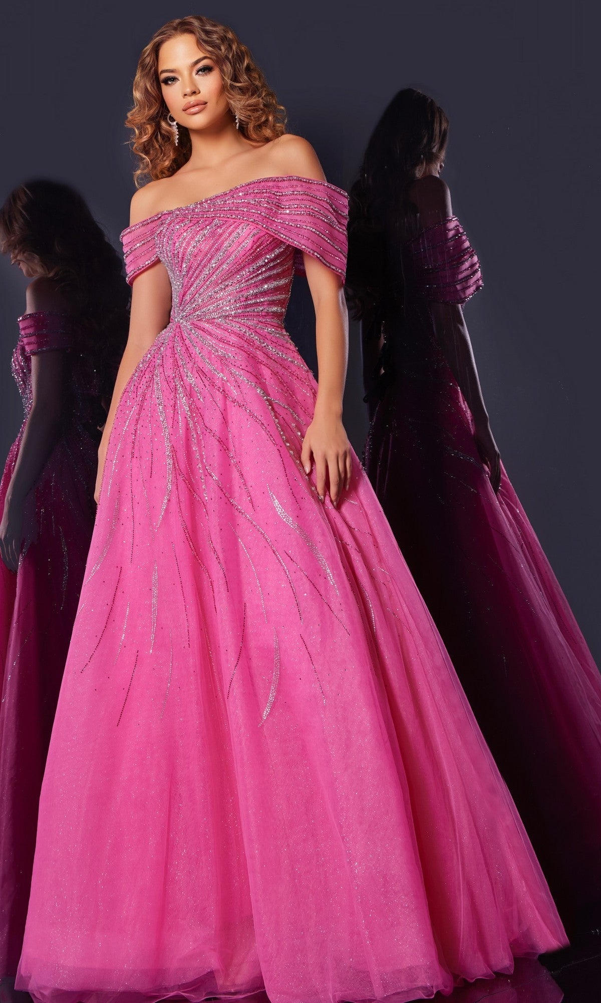 Fuchsia Jovani Long Formal Dress 45067 - Image