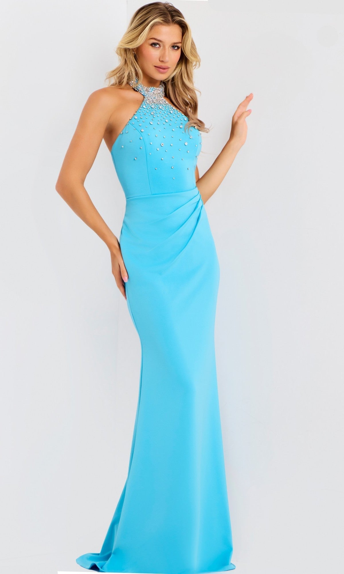 Turquoise Jovani Long Formal Dress 45483