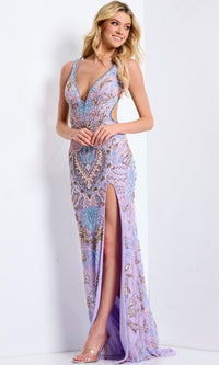 Lilac/Multi Jovani Long Formal Dress 45533