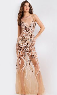 Nude Jovani Long Formal Dress 45601 - Image