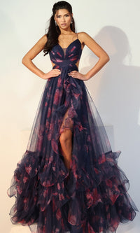 Dark Blue Jovani Long Formal Dress 45712 - Image