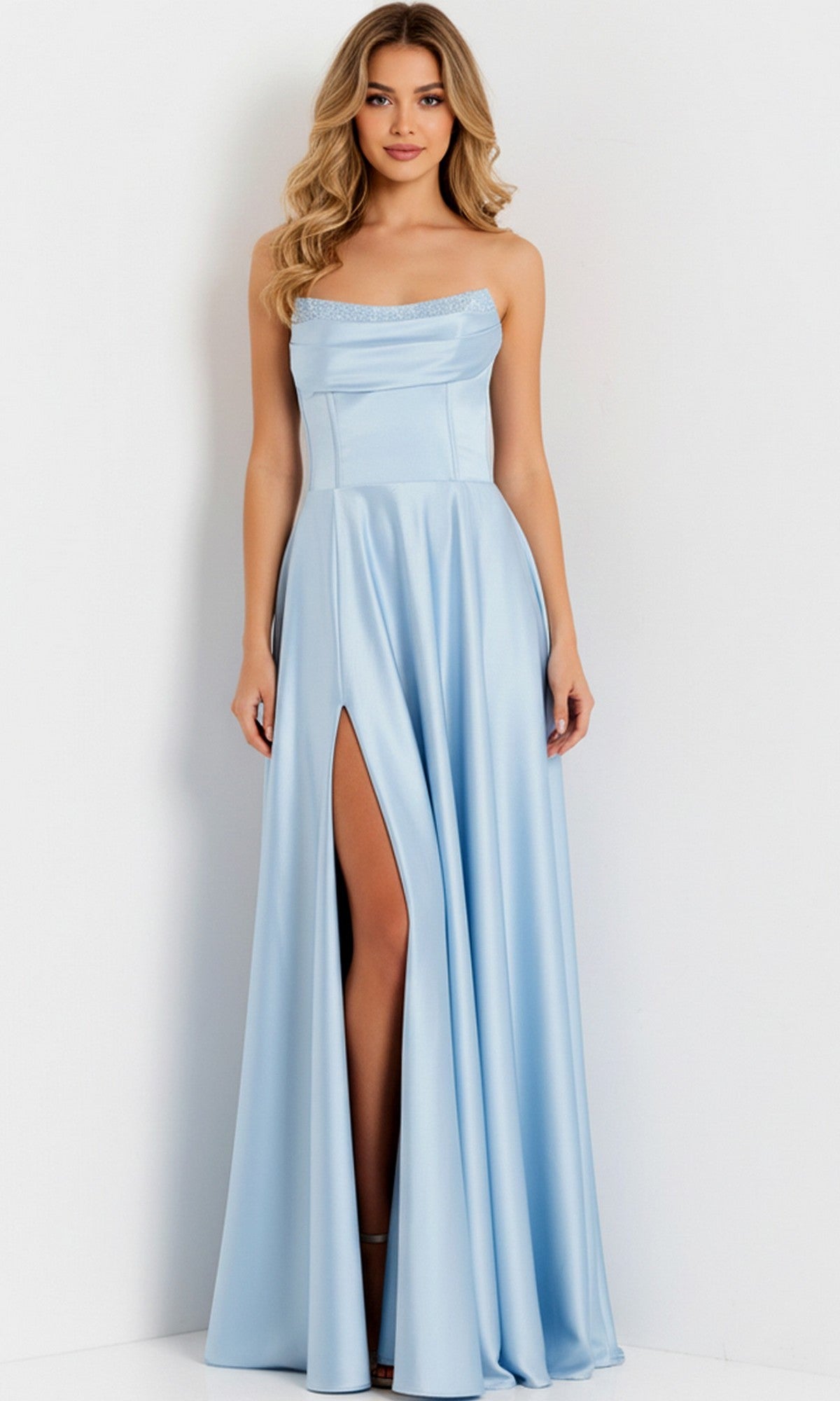 Light Blue Jovani Long Formal Dress 46483 - Image