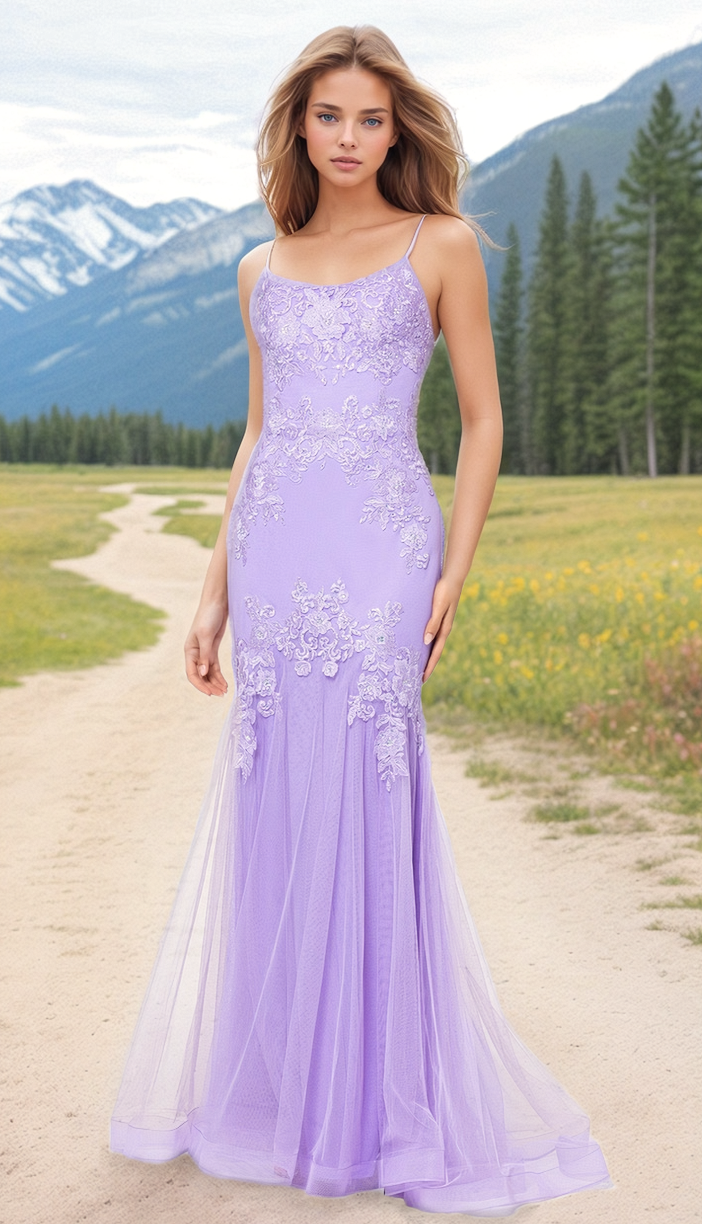 blondie nites purple dress Blondie Nites Junior's Corset Sequin Spaghetti Strap Long Slim Dress - Purple Multi