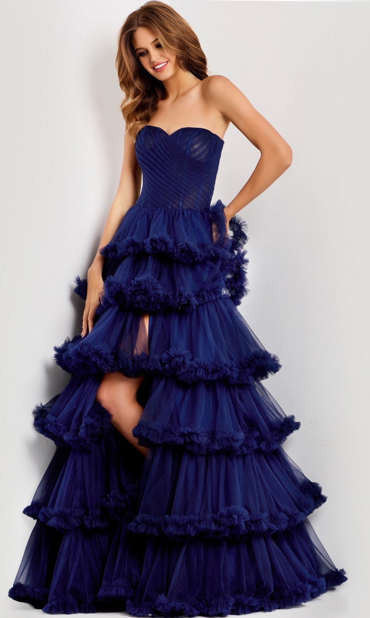 Navy Jovani Long Formal Dress 47139