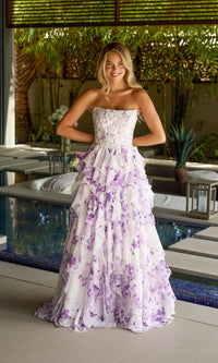 White/Lilac Ava Presley Long Formal Dress 47145 - Image