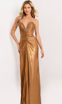 Bronze Jovani Long Formal Dress 47168 - Image