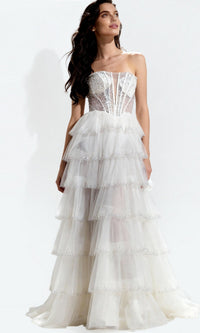Off White Jovani Long Formal Dress 47290 - Image
