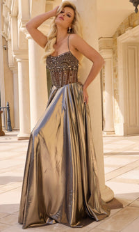 Brown Jovani Long Formal Evening Gown 47324