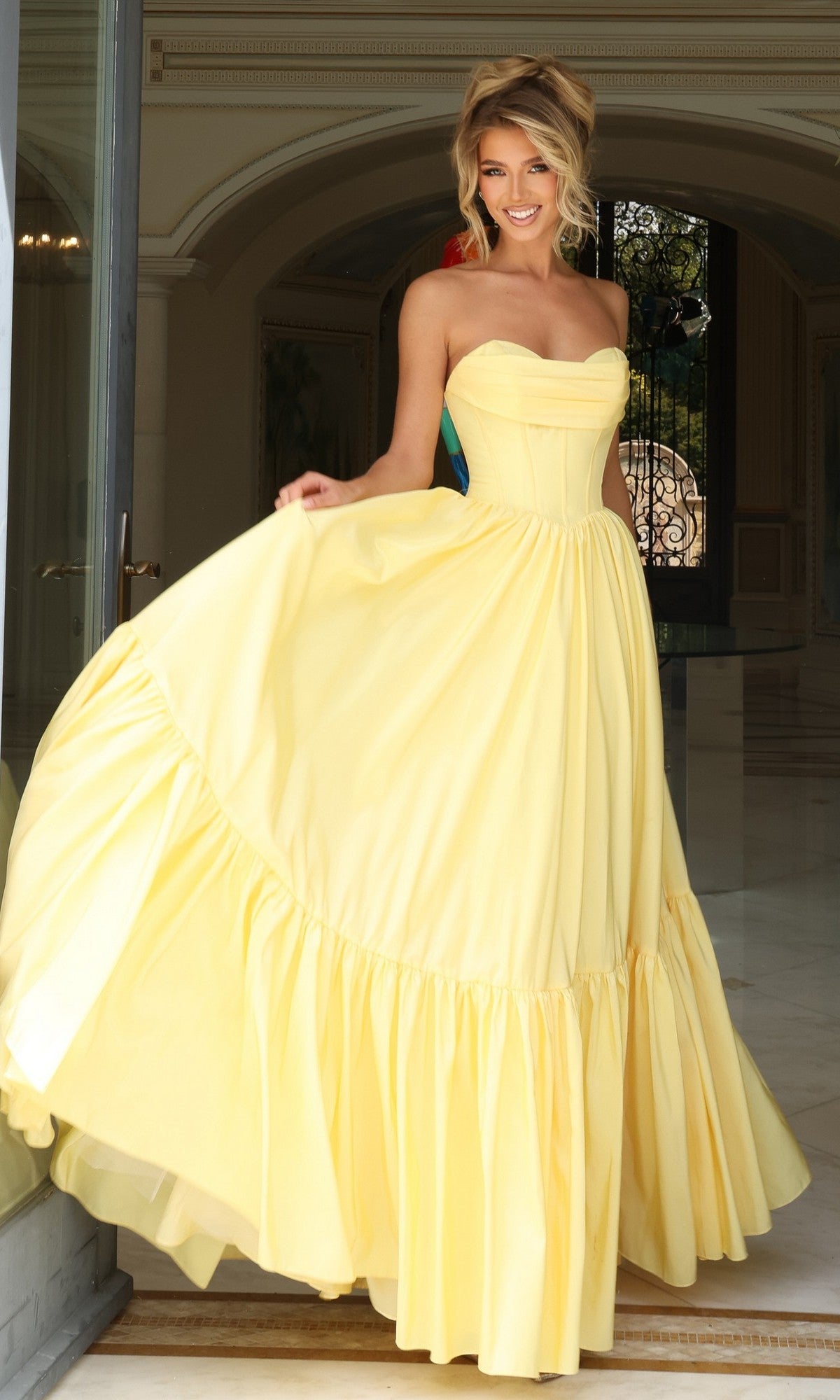 Yellow Jovani Long Formal Dress 47883