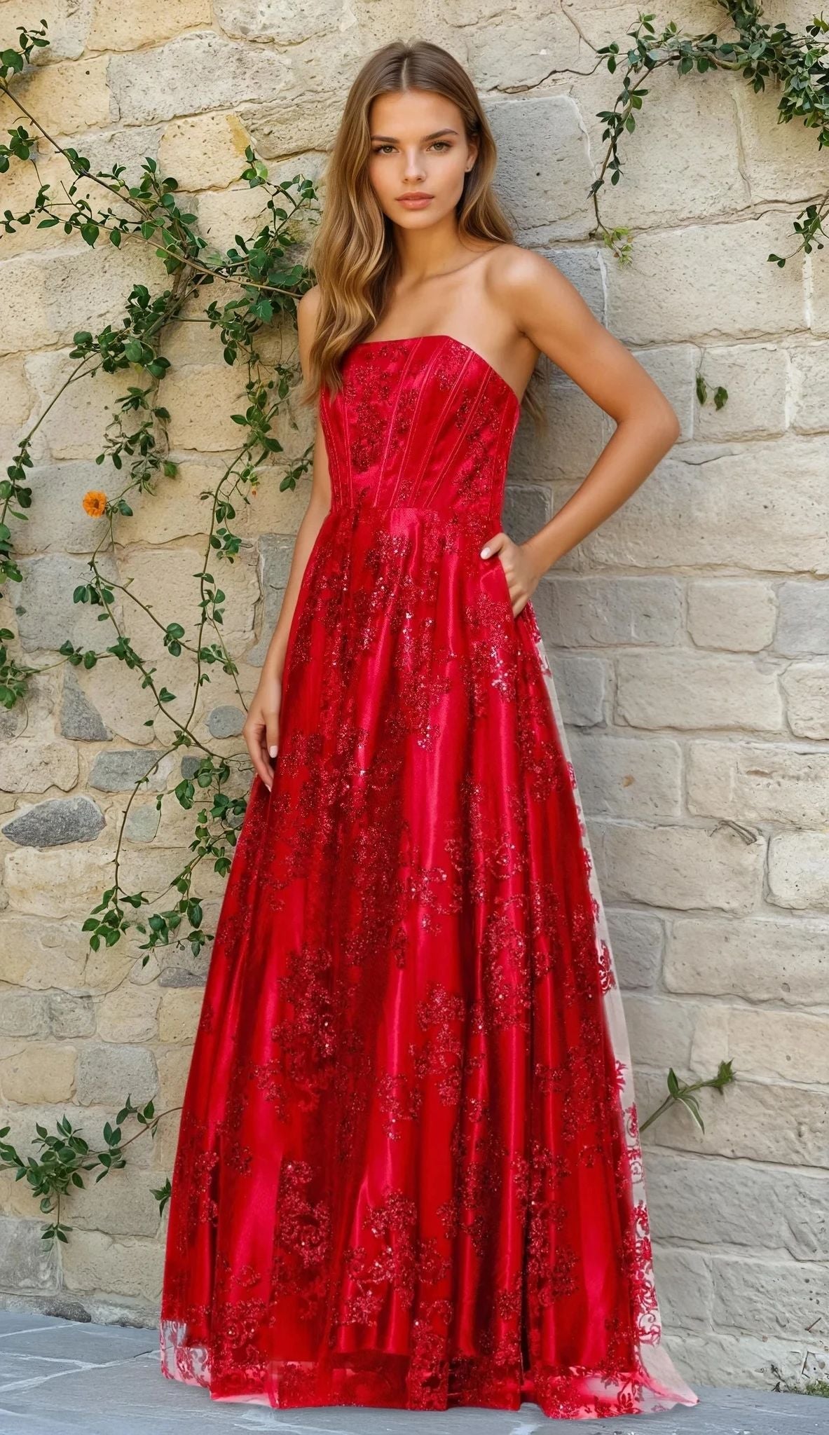 Long Formal Dress 4792bn by Blondie Nites Red / 3 Long Formal Dress 4792bn by Blondie Nites Red / 3