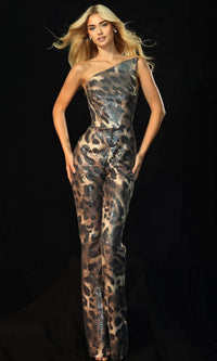 Animal Print Jovani Long Formal Jumpsuit 48243 - Image