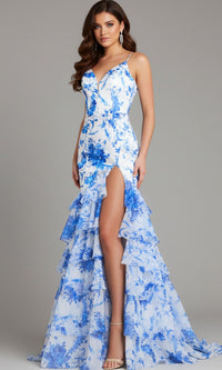 Royal/Print Jovani Long Formal Dress 48331 - Image