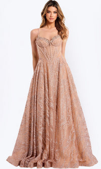 Rose/Gold Jovani Long Formal Dress 48365