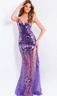 Purple Jovani Long Formal Dress 48502 - Image