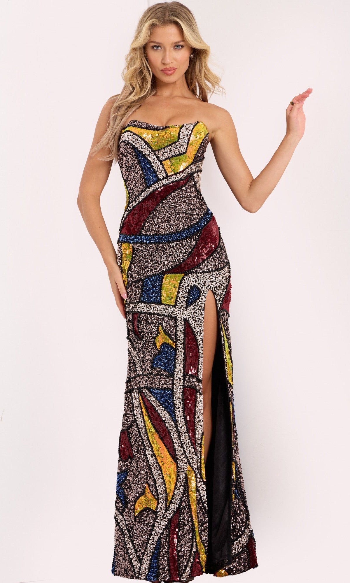 Multi Jovani Long Formal Dress 48617 - Image