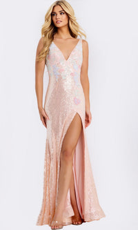 Rose/Gold Jovani Long Formal Dress 48642 - Image
