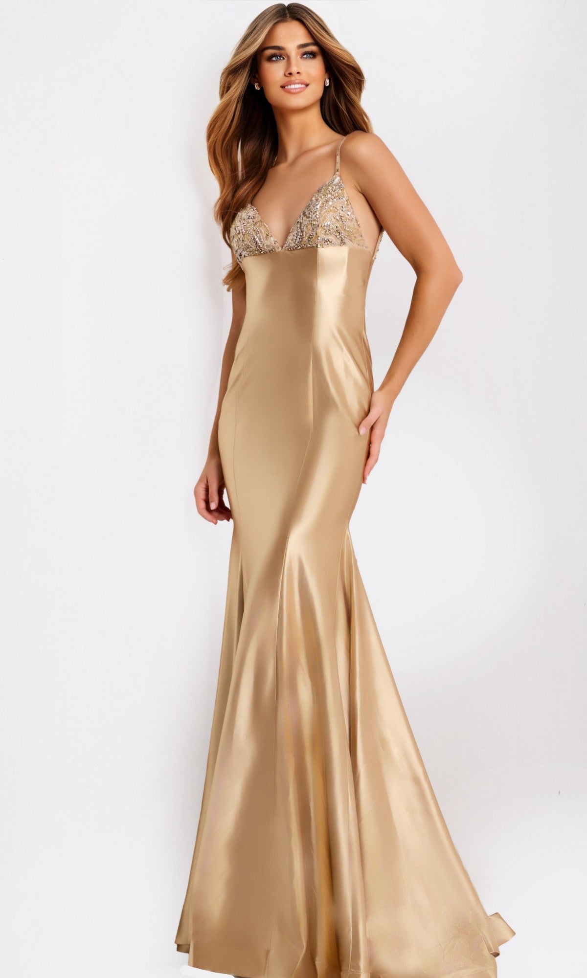 Sand Jovani Long Formal Dress 48733 - Image