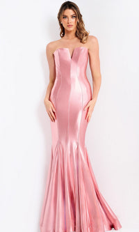 Rose/Gold Jovani Long Formal Dress 48744 - Image