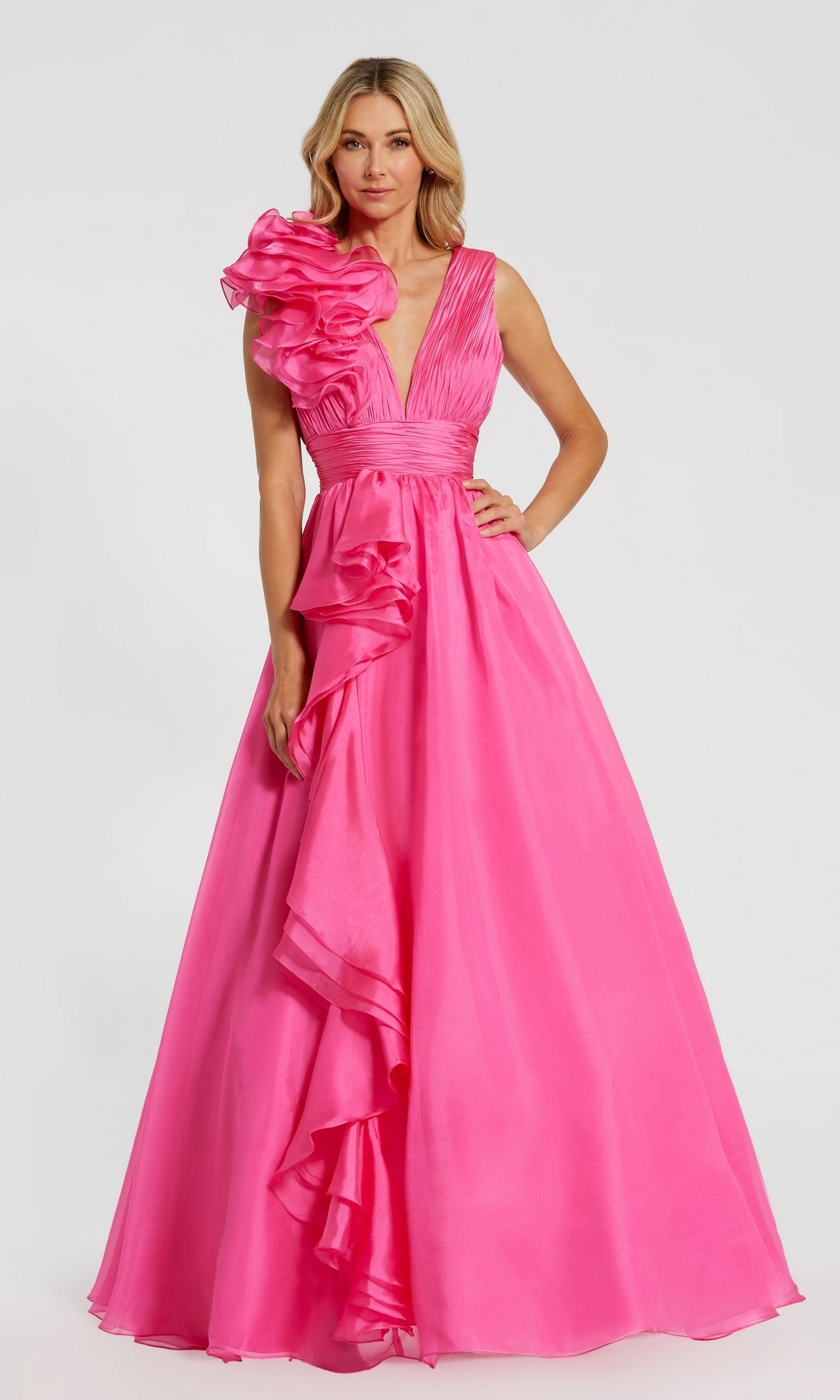 Hot Pink Mac Duggal Long Formal Dress 48856