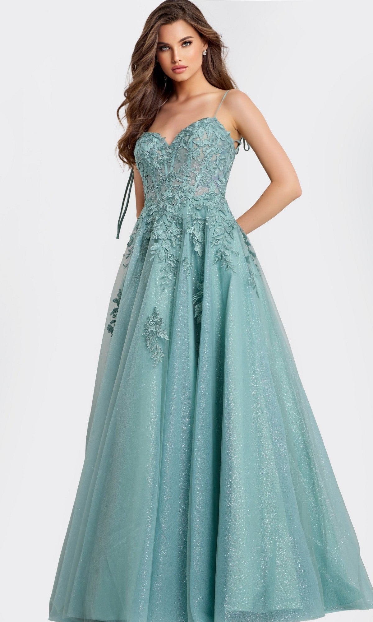Sage Jovani Long Formal Dress 49092 - Image