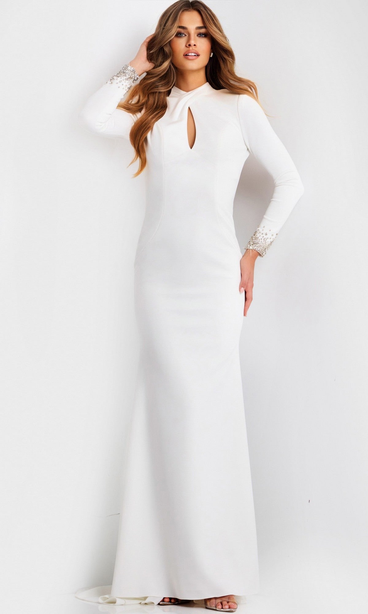 Off White Jovani Long Formal Dress 49126 - Image