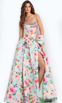 Mint/Multi Jovani Long Formal Dress 49197