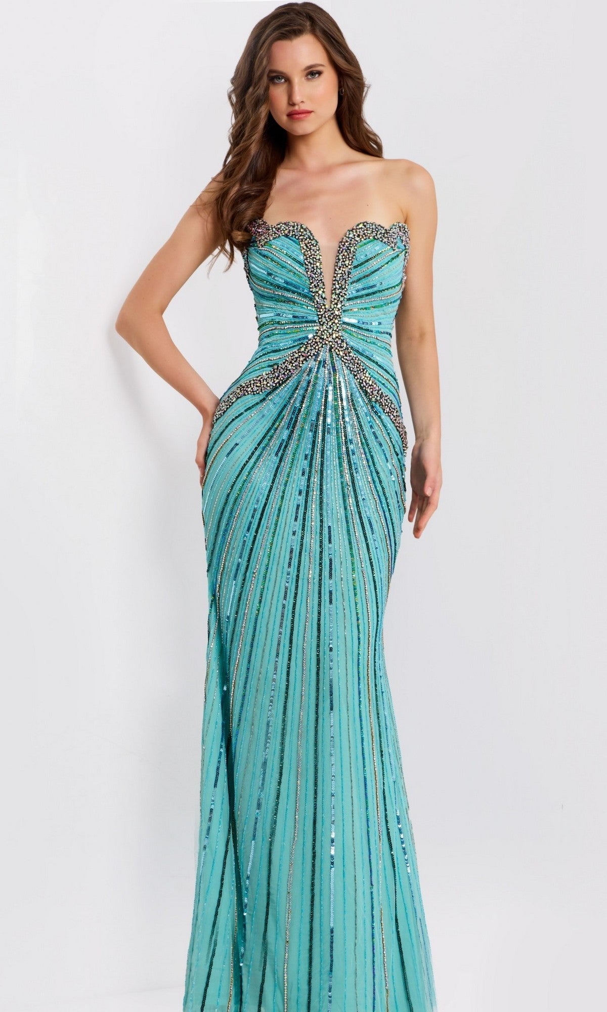 Blue Jovani Long Formal Dress 49224 - Image